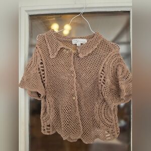 Vintage Havana Crochet Top Brown Sz Small